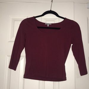Maroon 3/4 sleeve Crop Top